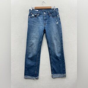 Gap Women’s 27/4 Boy Jeans Mid Rise Cropped Distressed